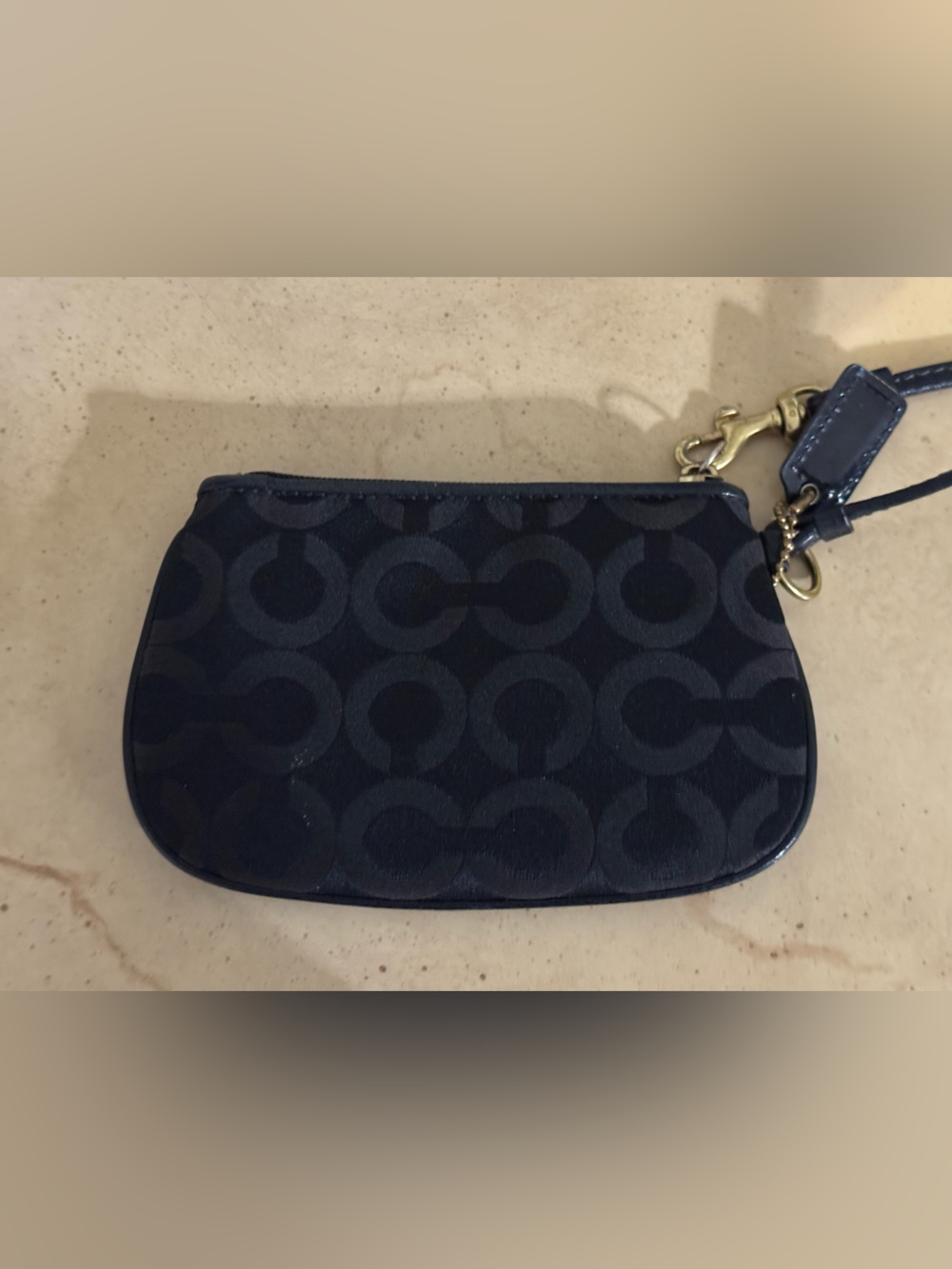 Coach Black Signature Wristlet with Gold Horse & Carriage Emblem - Picture 5 of 7
